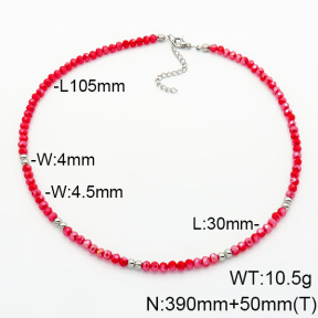 Stainless Steel Necklace  Glass Beads  6N4003793vbpb-908