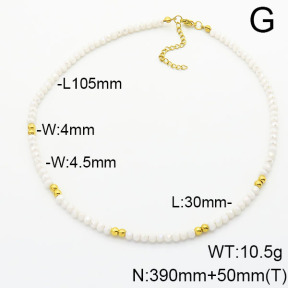 Stainless Steel Necklace  Glass Beads  6N4003795bhva-908