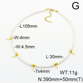 Stainless Steel Necklace  Glass Beads  6N4003796ahlv-908