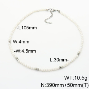 Stainless Steel Necklace  Glass Beads  6N4003797vbpb-908