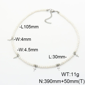 Stainless Steel Necklace  Glass Beads  6N4003798ahjb-908