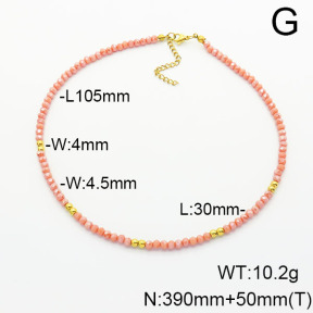 Stainless Steel Necklace  Glass Beads  6N4003799bhva-908