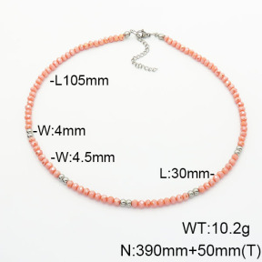Stainless Steel Necklace  Glass Beads  6N4003801vbpb-908