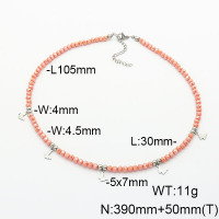 Stainless Steel Necklace  Glass Beads  6N4003802ahjb-908