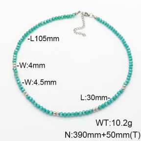 Stainless Steel Necklace  Glass Beads  6N4003805vbpb-908
