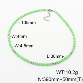 Stainless Steel Necklace  Glass Beads  6N4003809vbpb-908