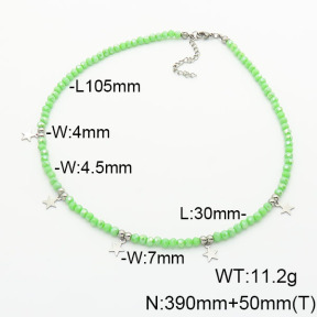Stainless Steel Necklace  Glass Beads  6N4003810ahjb-908