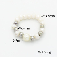 Stainless Steel Ring  Glass Beads & Cultured Freshwater Pearls  6R4000797avja-908