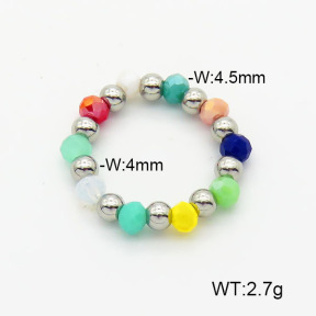 Stainless Steel Ring  Glass Beads  6R4000823aajl-908