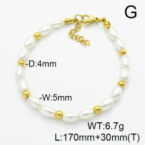 Stainless Steel Bracelet  Shell Beads  6B3001951vbpb-908