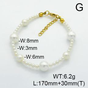 Stainless Steel Bracelet  Shell Beads  6B3001955vbpb-908