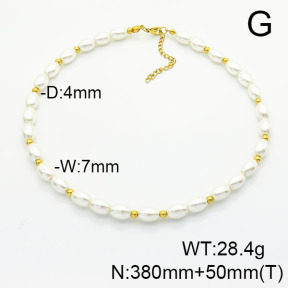 Stainless Steel Necklace  Shell Beads  6N3001501aivb-908