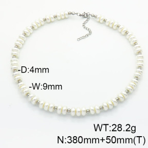 Stainless Steel Necklace  Shell Beads  6N3001504vihb-908