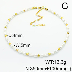 Stainless Steel Necklace  Shell Beads  6N3001507ahpv-908