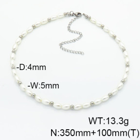 Stainless Steel Necklace  Shell Beads  6N3001508vhov-908