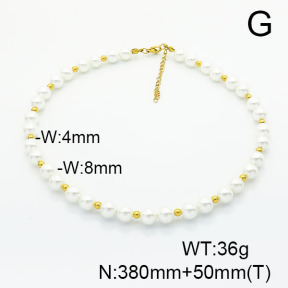 Stainless Steel Necklace  Shell Beads  6N3001513vhnv-908