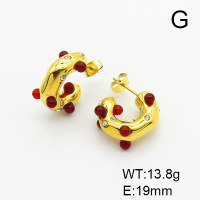Stainless Steel Earrings  Agate & Czech Stones,Handmade Polished  6E4003731bhia-066