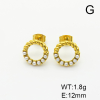 Stainless Steel Earrings  Plastic Imitation Pearls,Handmade Polished  6E4003749bhva-066