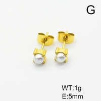 Stainless Steel Earrings  Plastic Imitation Pearls,Handmade Polished  6E4003750vbpb-066