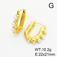 Stainless Steel Earrings  Plastic Imitation Pearls,Handmade Polished  6E4003752vhkb-066