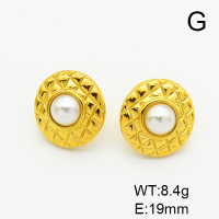 Stainless Steel Earrings  Plastic Imitation Pearls,Handmade Polished  6E4003753bhva-066