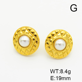 Stainless Steel Earrings  Plastic Imitation Pearls,Handmade Polished  6E4003753bhva-066