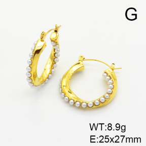 Stainless Steel Earrings  Plastic Imitation Pearls,Handmade Polished  6E4003757vhkb-066