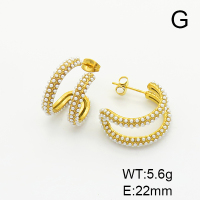 Stainless Steel Earrings  Plastic Imitation Pearls,Handmade Polished  6E4003760ahjb-066