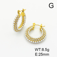 Stainless Steel Earrings  Czech Stones & Plastic Imitation Pearls,Handmade Polished  6E4003764vhov-066