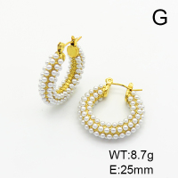 Stainless Steel Earrings  Plastic Imitation Pearls,Handmade Polished  6E4003765vhov-066
