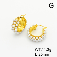 Stainless Steel Earrings  Plastic Imitation Pearls,Handmade Polished  6E4003766vhkb-066