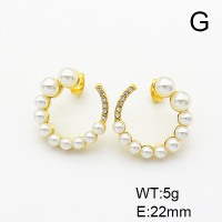 Stainless Steel Earrings  Czech Stones & Plastic Imitation Pearls,Handmade Polished  6E4003767bhia-066