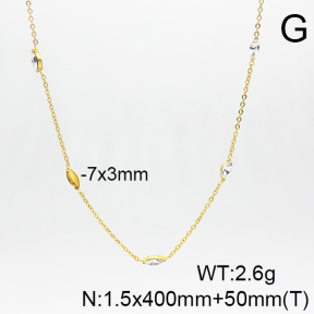 Stainless Steel Necklace  Zircon,Handmade Polished  6N4003884bhia-066