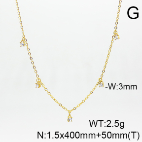 Stainless Steel Necklace  Zircon,Handmade Polished  6N4003891vhkb-066