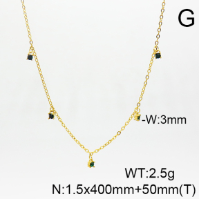 Stainless Steel Necklace  Zircon,Handmade Polished  6N4003892vhkb-066