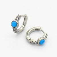 Stainless Steel Earrings  Synthetic Turquoise & Czech Stones,Handmade Polished  WT:2.7g  E:16mm  6E4003790vhkb-700