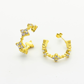 Stainless Steel Earrings  Czech Stones,Handmade Polished  WT:6.7g  E:26mm  6E4003807vhkb-700