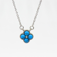 Stainless Steel Necklace  Synthetic Turquoise,Handmade Polished  WT:2.4g  P:10mm  N:1.2x400mm+50mm(T)  6N4003903vhhl-700