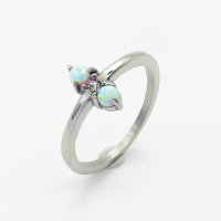 Stainless Steel Ring  Synthetic Opal & Czech Stones,Handmade Polished  WT:1.5g  R:10mm  6R4000834ahlv-700