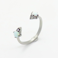 Stainless Steel Ring  Synthetic Opal & Czech Stones,Handmade Polished  WT:1.2g  R:5mm  6R4000836ahjb-700