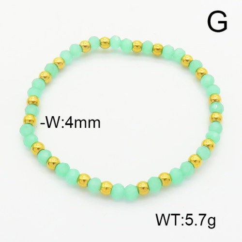 Stainless Steel Bracelet  Glass Beads  6B4002616aajl-908