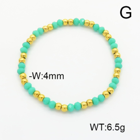 Stainless Steel Bracelet  Glass Beads  6B4002619aajl-908