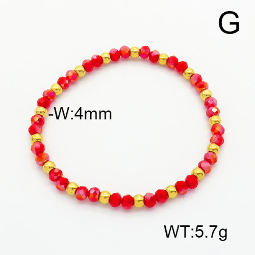 Stainless Steel Bracelet  Glass Beads  6B4002625aajl-908