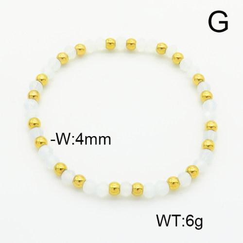 Stainless Steel Bracelet  Glass Beads  6B4002631aajl-908