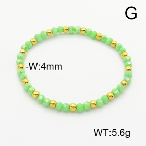 Stainless Steel Bracelet  Glass Beads  6B4002640aajl-908