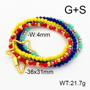 Stainless Steel Bracelet  Glass Beads  6B4002646ahlv-908
