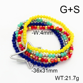Stainless Steel Bracelet  Glass Beads  6B4002647vhkb-908