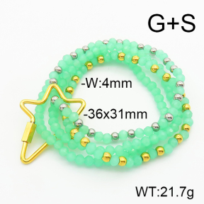 Stainless Steel Bracelet  Glass Beads  6B4002649vhkb-908