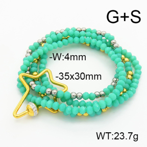 Stainless Steel Bracelet  Czech Stones & Glass Beads  6B4002650vhmv-908