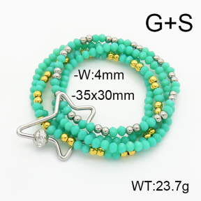 Stainless Steel Bracelet  Czech Stones & Glass Beads  6B4002651ahlv-908